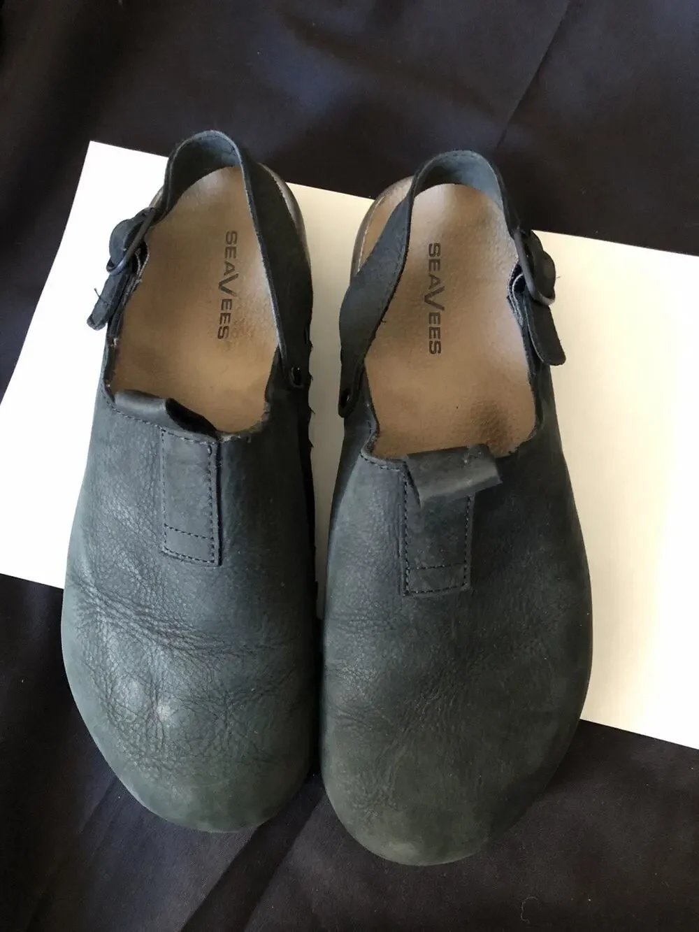 SeaVees Womens Tahoe Trekker Slip On Leather Strap Clog Shoes Size 11